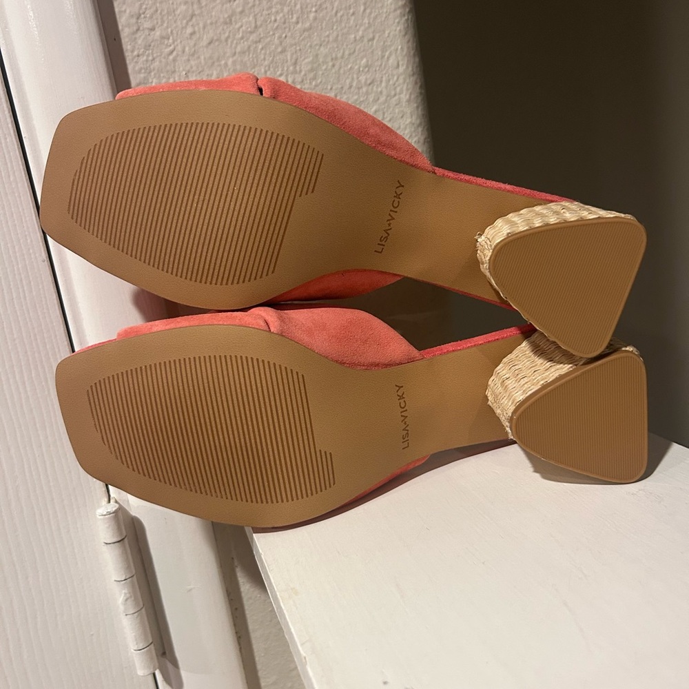 Lisa Vicky IMPRESS Platform Slide Sandals Women's 7 M Sunkissed Suede Block Heel - Picture 8 of 11